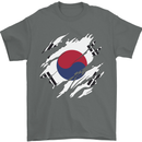 Torn South Korea Flag Korean Day Football Mens T-Shirt 100% Cotton Charcoal