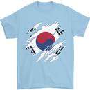 Torn South Korea Flag Korean Day Football Mens T-Shirt 100% Cotton Light Blue