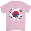 Torn South Korea Flag Korean Day Football Mens T-Shirt 100% Cotton Light Pink
