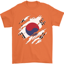 Torn South Korea Flag Korean Day Football Mens T-Shirt 100% Cotton Orange