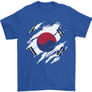 Torn South Korea Flag Korean Day Football Mens T-Shirt 100% Cotton Royal Blue