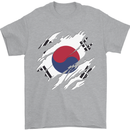 Torn South Korea Flag Korean Day Football Mens T-Shirt 100% Cotton Sports Grey