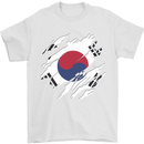Torn South Korea Flag Korean Day Football Mens T-Shirt 100% Cotton White