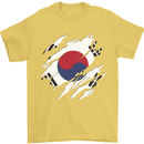 Torn South Korea Flag Korean Day Football Mens T-Shirt 100% Cotton Yellow