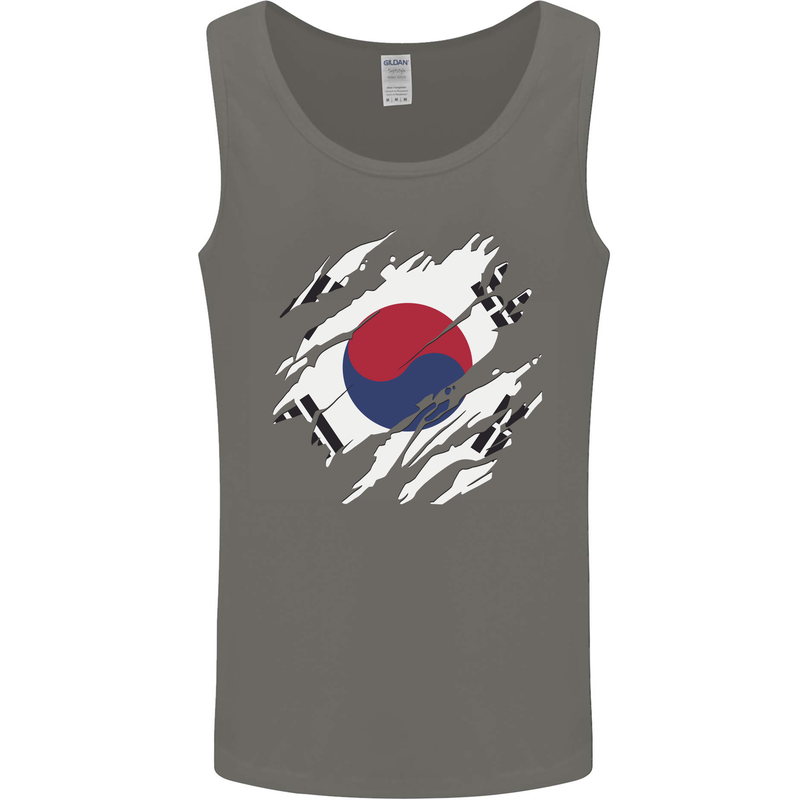 Torn South Korea Flag Korean Day Football Mens Vest Tank Top Charcoal