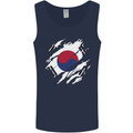 Torn South Korea Flag Korean Day Football Mens Vest Tank Top Navy Blue