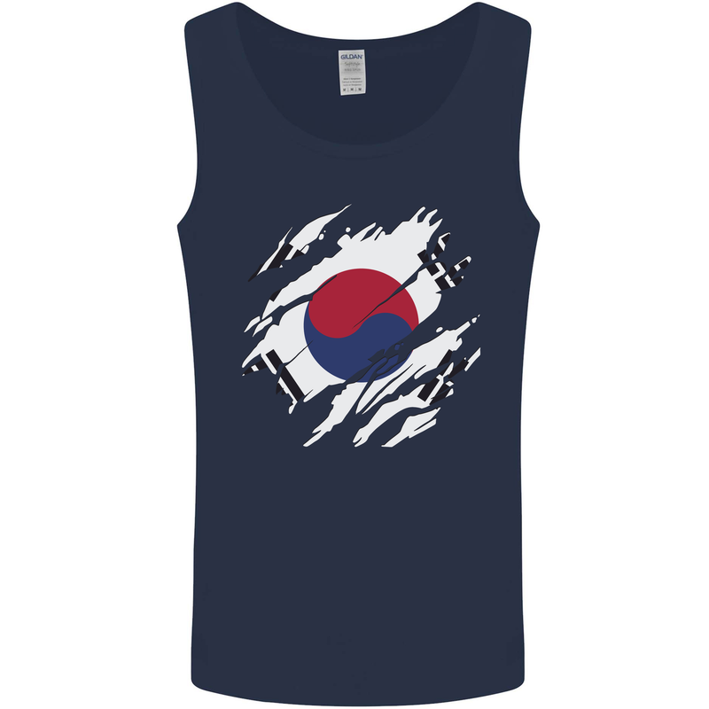 Torn South Korea Flag Korean Day Football Mens Vest Tank Top Navy Blue