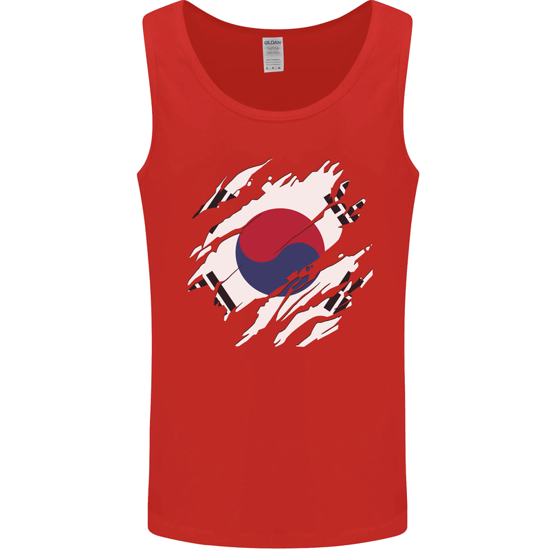 Torn South Korea Flag Korean Day Football Mens Vest Tank Top Red