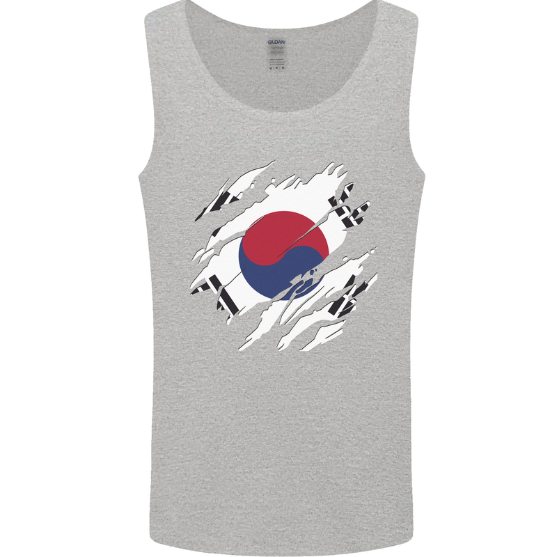 Torn South Korea Flag Korean Day Football Mens Vest Tank Top Sports Grey