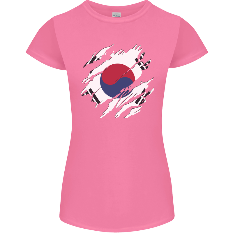 Torn South Korea Flag Korean Day Football Womens Petite Cut T-Shirt Azalea