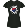 Torn South Korea Flag Korean Day Football Womens Petite Cut T-Shirt Black