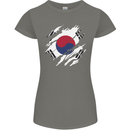 Torn South Korea Flag Korean Day Football Womens Petite Cut T-Shirt Charcoal