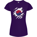 Torn South Korea Flag Korean Day Football Womens Petite Cut T-Shirt Purple