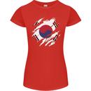 Torn South Korea Flag Korean Day Football Womens Petite Cut T-Shirt Red