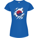Torn South Korea Flag Korean Day Football Womens Petite Cut T-Shirt Royal Blue