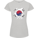 Torn South Korea Flag Korean Day Football Womens Petite Cut T-Shirt Sports Grey