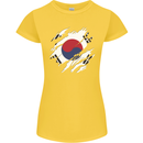 Torn South Korea Flag Korean Day Football Womens Petite Cut T-Shirt Yellow