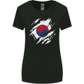 Torn South Korea Flag Korean Day Football Womens Wider Cut T-Shirt Black