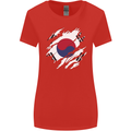 Torn South Korea Flag Korean Day Football Womens Wider Cut T-Shirt Red