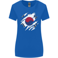 Torn South Korea Flag Korean Day Football Womens Wider Cut T-Shirt Royal Blue