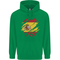 Torn Spain Flag Spanish Day Football Childrens Kids Hoodie Irish Green