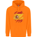 Torn Spain Flag Spanish Day Football Childrens Kids Hoodie Orange
