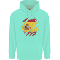Torn Spain Flag Spanish Day Football Childrens Kids Hoodie Peppermint
