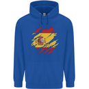 Torn Spain Flag Spanish Day Football Childrens Kids Hoodie Royal Blue