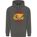 Torn Spain Flag Spanish Day Football Childrens Kids Hoodie Storm Grey