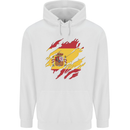 Torn Spain Flag Spanish Day Football Childrens Kids Hoodie White