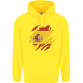 Torn Spain Flag Spanish Day Football Childrens Kids Hoodie Yellow