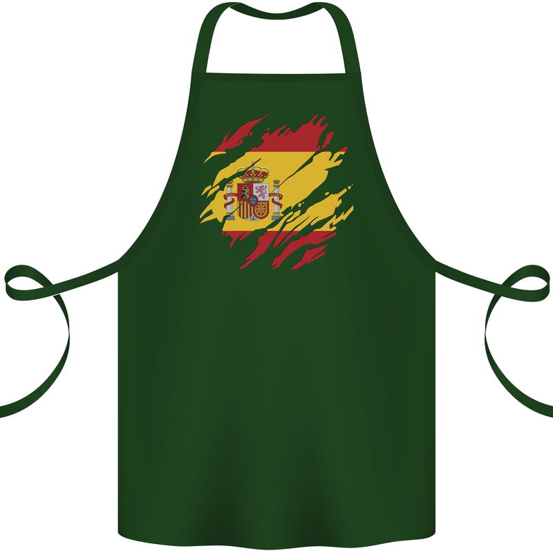 Torn Spain Flag Spanish Day Football Cotton Apron 100% Organic Forest Green