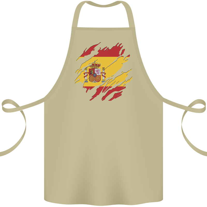 Torn Spain Flag Spanish Day Football Cotton Apron 100% Organic Khaki