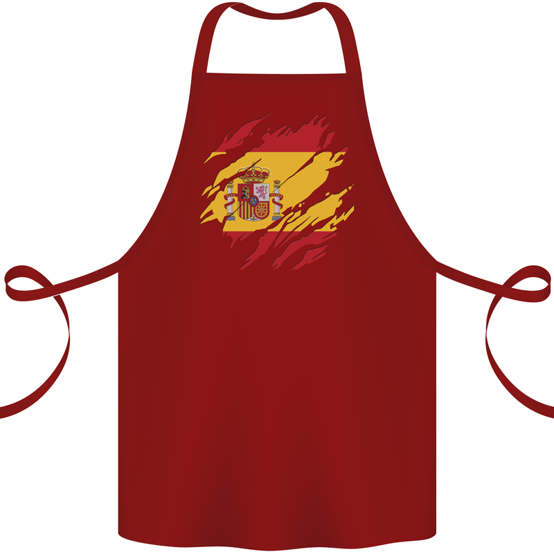 Torn Spain Flag Spanish Day Football Cotton Apron 100% Organic Maroon
