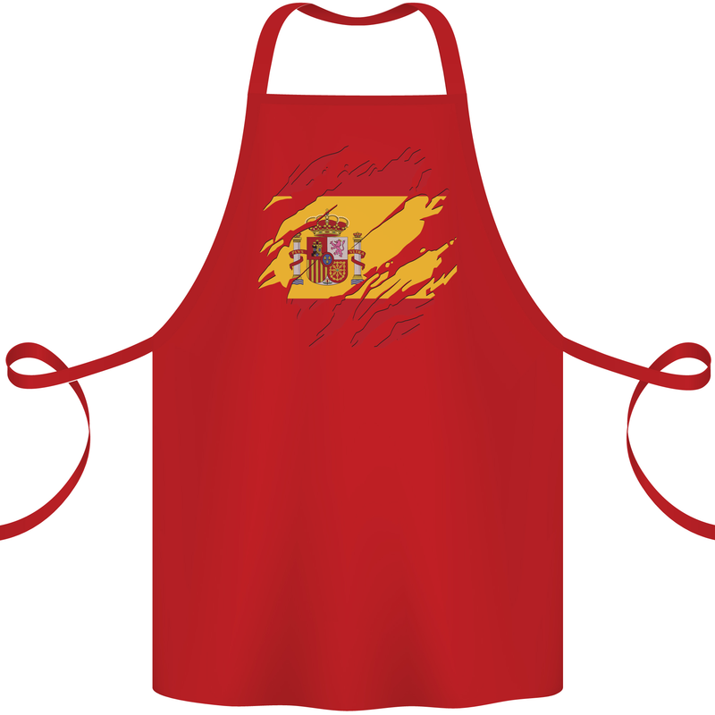 Torn Spain Flag Spanish Day Football Cotton Apron 100% Organic Red