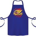 Torn Spain Flag Spanish Day Football Cotton Apron 100% Organic Royal Blue