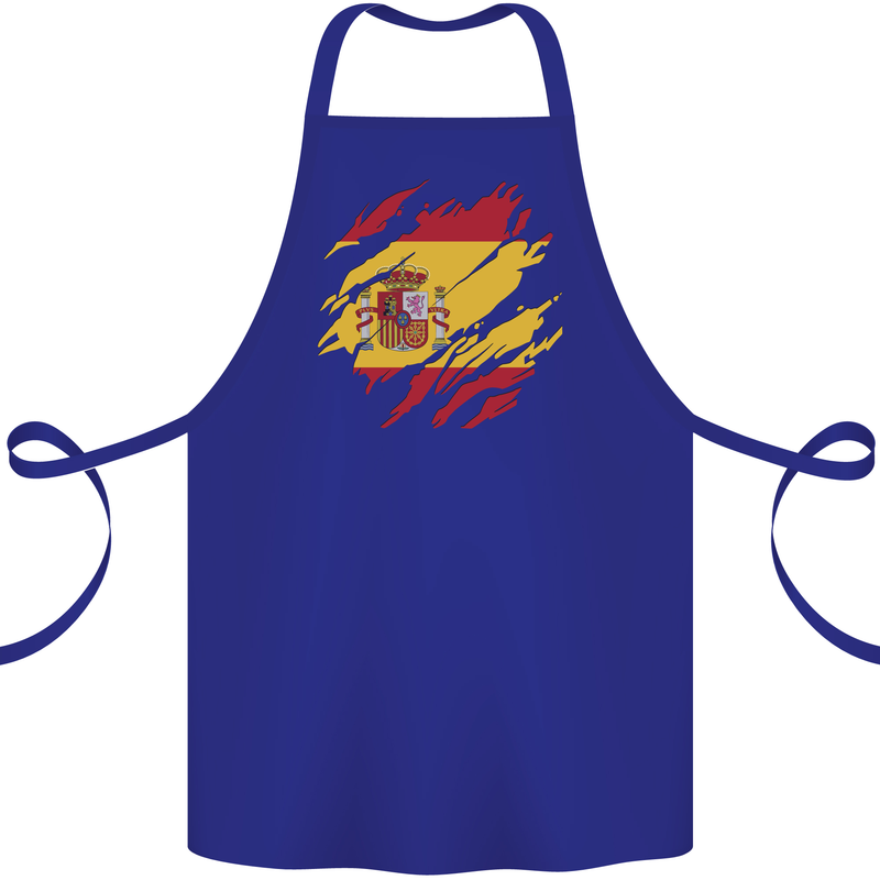 Torn Spain Flag Spanish Day Football Cotton Apron 100% Organic Royal Blue