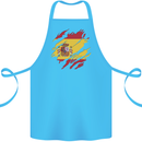 Torn Spain Flag Spanish Day Football Cotton Apron 100% Organic Turquoise
