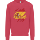 Torn Spain Flag Spanish Day Football Kids Sweatshirt Jumper Heliconia