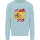 Torn Spain Flag Spanish Day Football Kids Sweatshirt Jumper Light Blue
