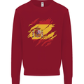 Torn Spain Flag Spanish Day Football Kids Sweatshirt Jumper Red
