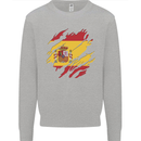 Torn Spain Flag Spanish Day Football Kids Sweatshirt Jumper Sports Grey