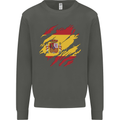 Torn Spain Flag Spanish Day Football Kids Sweatshirt Jumper Storm Grey