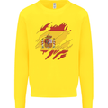 Torn Spain Flag Spanish Day Football Kids Sweatshirt Jumper Yellow