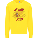 Torn Spain Flag Spanish Day Football Kids Sweatshirt Jumper Yellow