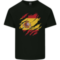 Torn Spain Flag Spanish Day Football Kids T-Shirt Childrens Black