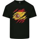 Torn Spain Flag Spanish Day Football Kids T-Shirt Childrens Black
