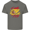 Torn Spain Flag Spanish Day Football Kids T-Shirt Childrens Charcoal