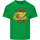 Torn Spain Flag Spanish Day Football Kids T-Shirt Childrens Irish Green