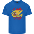 Torn Spain Flag Spanish Day Football Kids T-Shirt Childrens Royal Blue